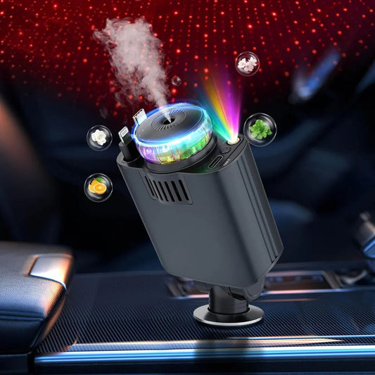 120W Super Fast Car Charger | شاحن سيارة سريع بقوة 120 واط مع كابلات سحب مزدوجة Type-C