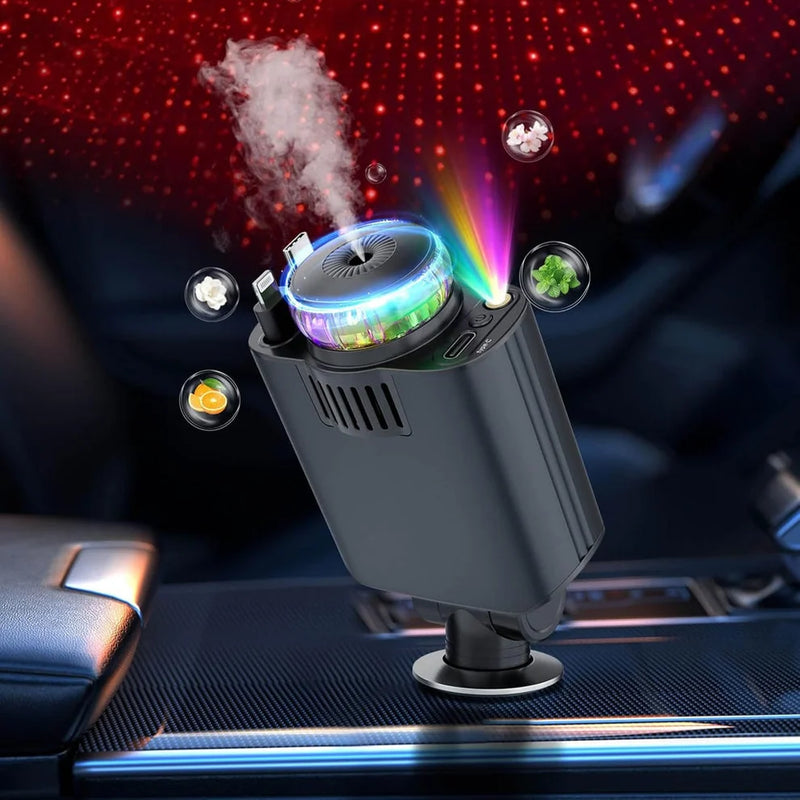 120W Super Fast Car Charger | شاحن سيارة سريع بقوة 120 واط مع كابلات سحب مزدوجة Type-C